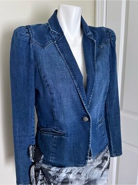 INC International Concepts Dark Blue Denim Blazer Jacket